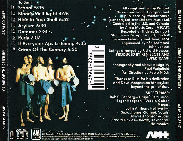 Supertramp : Crime Of The Century (CD, Album, RE)