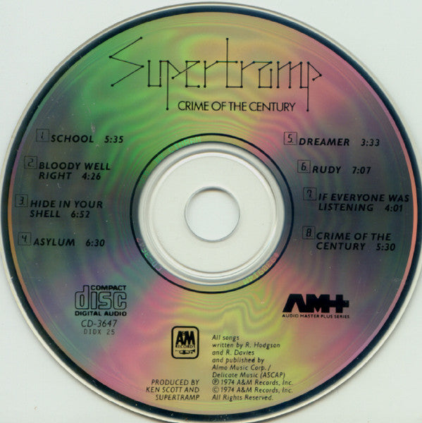 Supertramp : Crime Of The Century (CD, Album, RE)