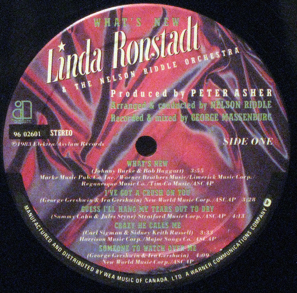 Linda Ronstadt & Nelson Riddle And His Orchestra : What's New (LP, Album)