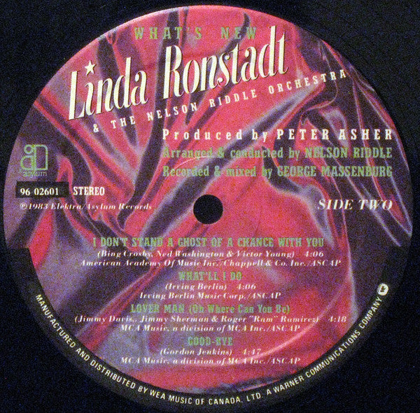 Linda Ronstadt & Nelson Riddle And His Orchestra : What's New (LP, Album)