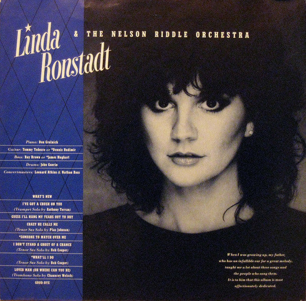 Linda Ronstadt & Nelson Riddle And His Orchestra : What's New (LP, Album)