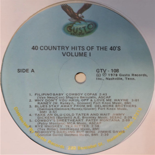 Various : 40 Country Hits Of The '40s (3xLP, Comp)