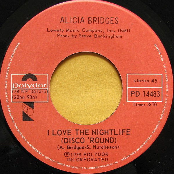 Alicia Bridges : I Love The Nightlife (Disco 'Round) (7", Single)