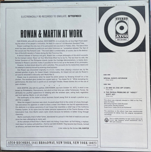 Rowan & Martin : Rowan & Martin At Work (LP, Album, Ter)