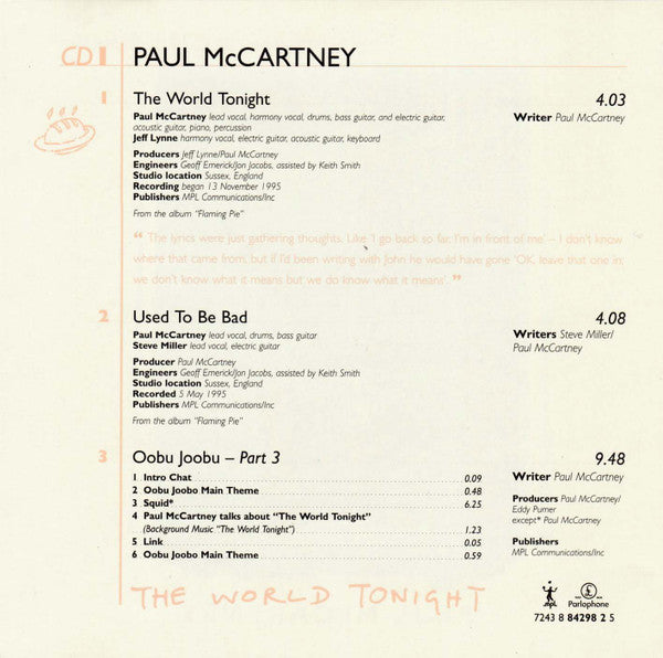 Paul McCartney : The World Tonight (CD, Single, CD1)