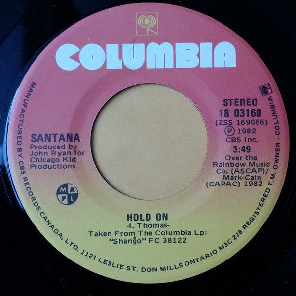 Santana : Hold On / Oxun (Oshun) (7", Single)