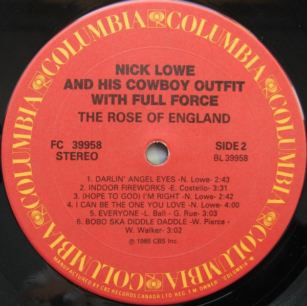 Nick Lowe And His Cowboy Outfit : The Rose Of England (LP, Album)