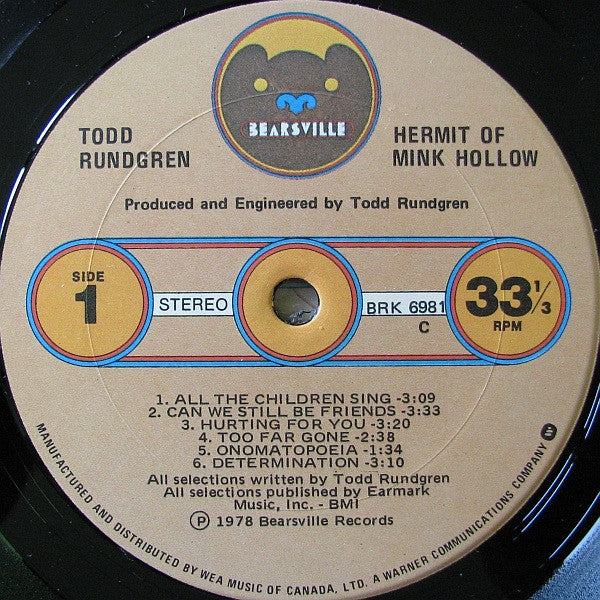 Todd Rundgren : Hermit Of Mink Hollow (LP, Album, C p)