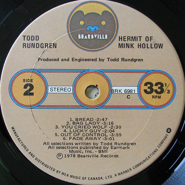 Todd Rundgren : Hermit Of Mink Hollow (LP, Album, C p)