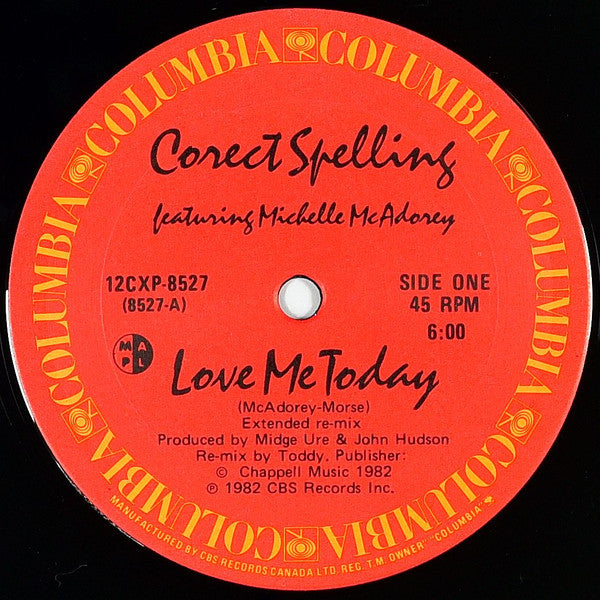 Corect Spelling : Love Me Today (12", Single)