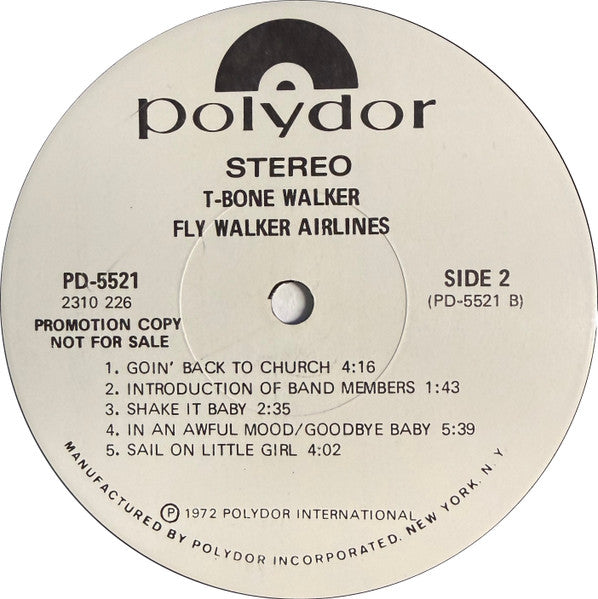 T-Bone Walker Blues Band : Fly Walker Airlines (LP, Album, Promo)