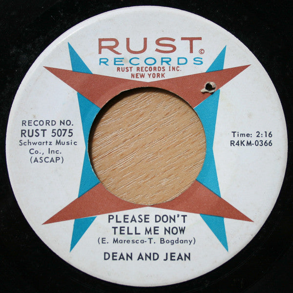 Dean & Jean : Hey Jean, Hey Dean (Let's Have A Party) / Please Don't Tell Me Now (7", Single)