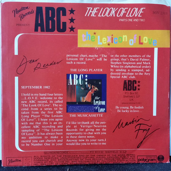 ABC : The Look Of Love (Parts One And Two) (7")