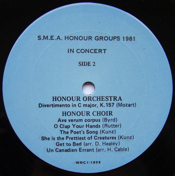 Various : Seventh Annual Honour Night Saskatchewan Music Educators Association (LP)