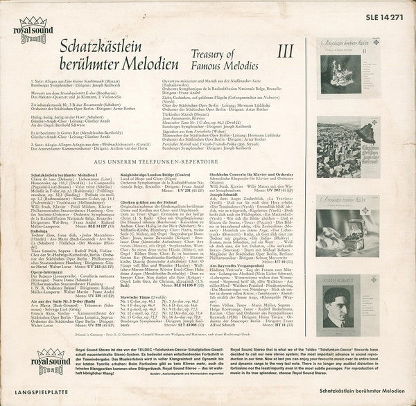 Various : Schatzkästlein Berühmter Melodien III (LP, Comp, Roy)