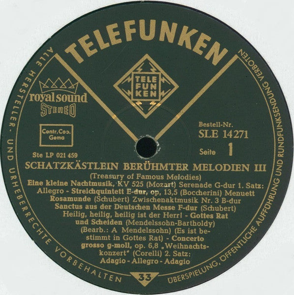 Various : Schatzkästlein Berühmter Melodien III (LP, Comp, Roy)