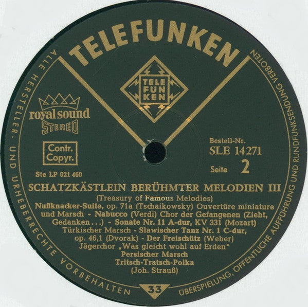 Various : Schatzkästlein Berühmter Melodien III (LP, Comp, Roy)