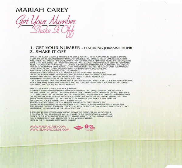 Mariah Carey : Get Your Number / Shake It Off (CD, Single)