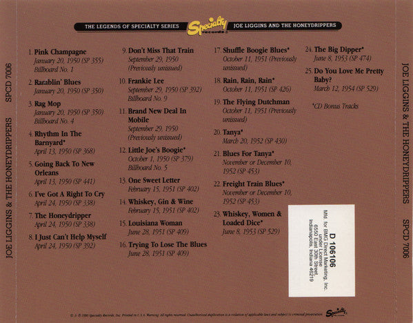 Joe Liggins And The Honeydrippers* : Joe Liggins And The Honeydrippers (CD, Comp, Club, RE)