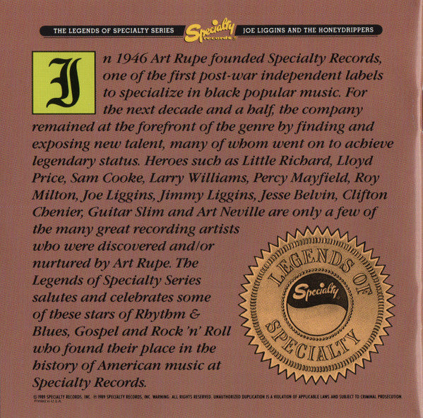 Joe Liggins And The Honeydrippers* : Joe Liggins And The Honeydrippers (CD, Comp, Club, RE)