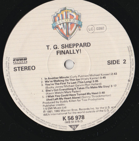 T.G. Sheppard : Finally! (LP, Album)