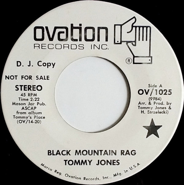 Tommy Jones : Black Mountain Rag (7", Promo)