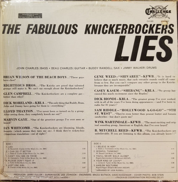 The Knickerbockers : Lies (LP, Album)