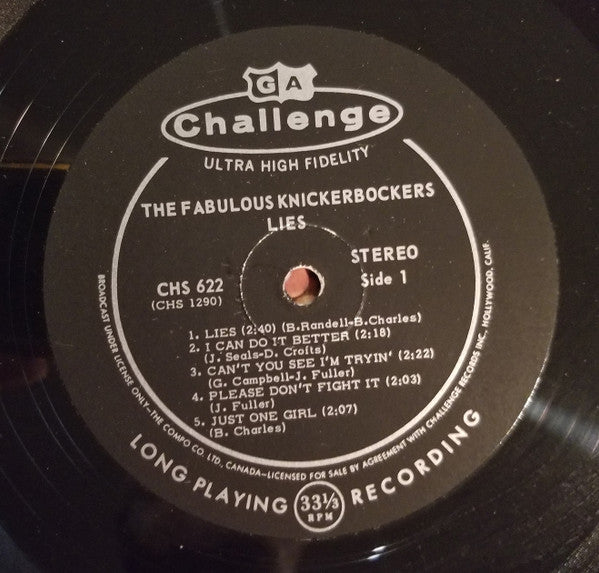 The Knickerbockers : Lies (LP, Album)