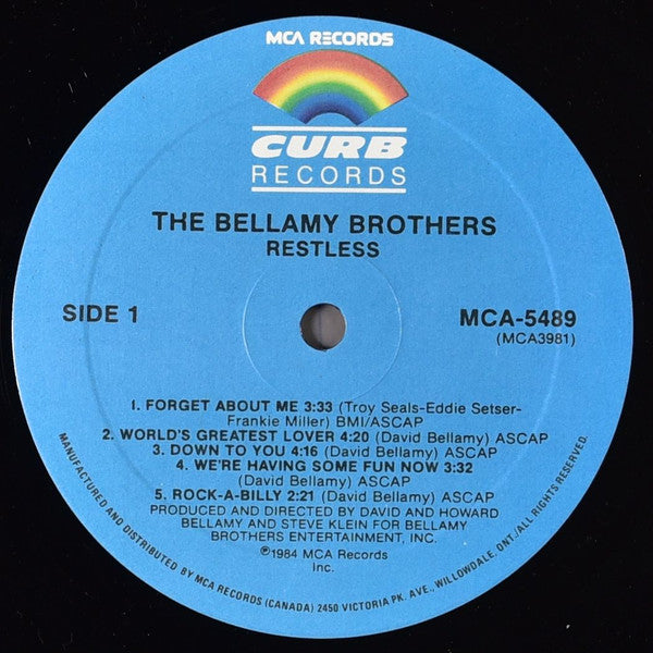 Bellamy Brothers : Restless (LP, Album, Glo)