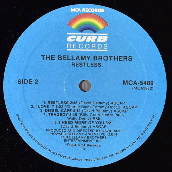 Bellamy Brothers : Restless (LP, Album, Glo)