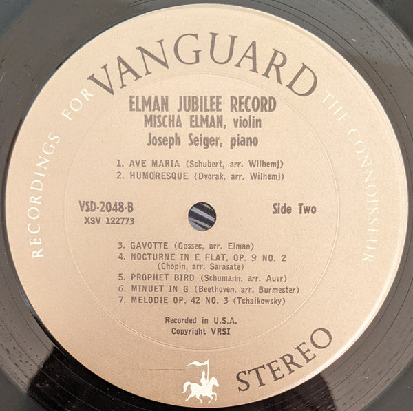 Mischa Elman : Jubilee Record Celebrating 50 Years Of  Violinistic Triumph  (LP, RE)