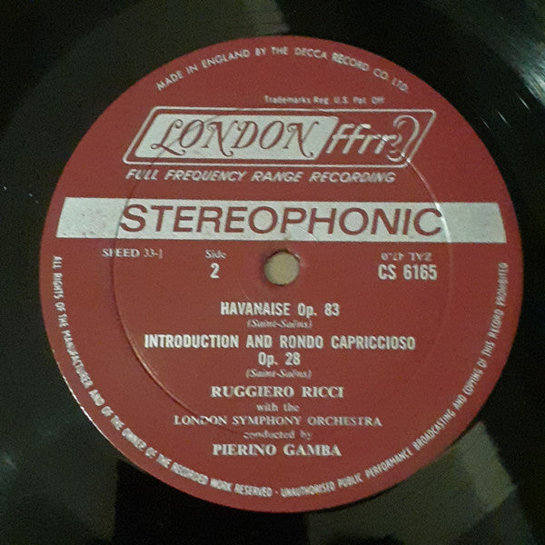 Ruggiero Ricci, Pierino Gamba, London Symphony Orchestra : Carmen Fantaisie / Zigeunerweisen / Havanaise / Introduction And Rondo Capriccioso (LP, Album, RE)