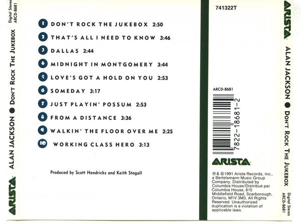 Alan Jackson (2) : Don't Rock The Jukebox (CD, Album, Club)