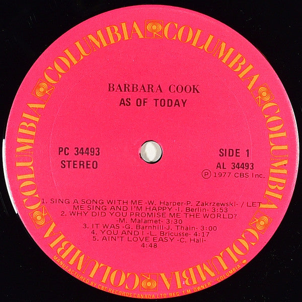 Barbara Cook : As Of Today (LP, Album)