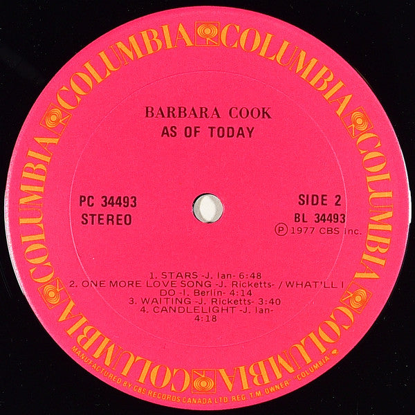 Barbara Cook : As Of Today (LP, Album)