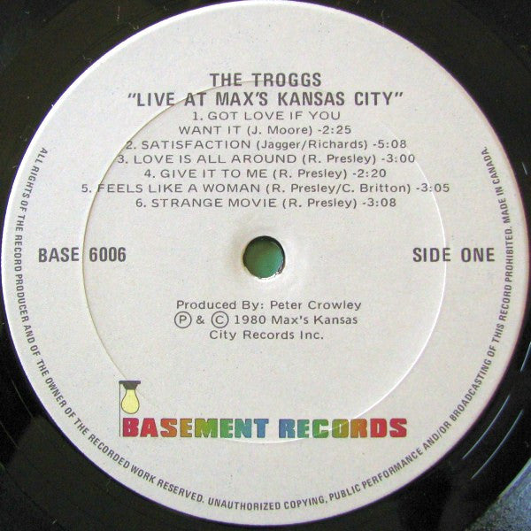 The Troggs : Live At Max's Kansas City (LP, Album)