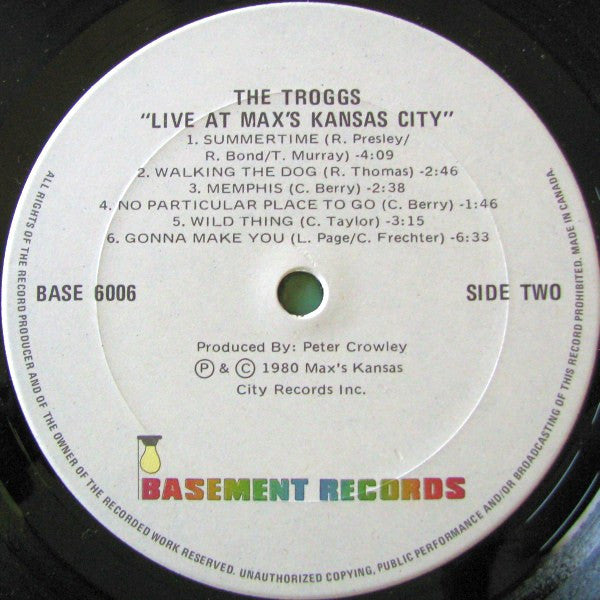 The Troggs : Live At Max's Kansas City (LP, Album)