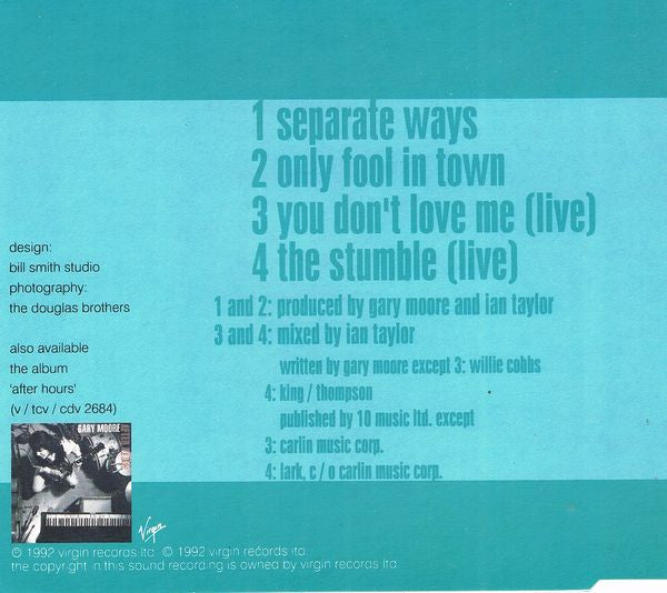 Gary Moore : Separate Ways (CD, Single)