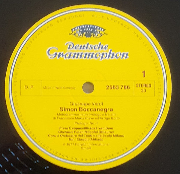 Giuseppe Verdi - Mirella Freni, Piero Cappuccilli, José Carreras, Nicolai Ghiaurov, José van Dam, Giovanni Foiani, Coro Del Teatro Alla Scala E Orchestra Del Teatro Alla Scala, Romano Gandolfi, Claudio Abbado : Simon Boccanegra (3xLP, Album + Box)