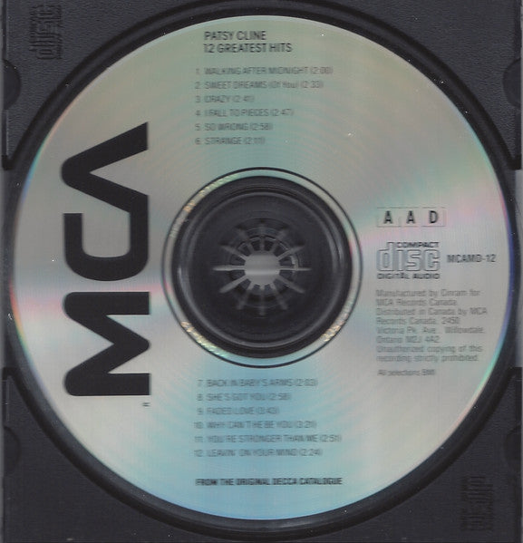 Patsy Cline : 12 Greatest Hits (CD, Comp, RM)