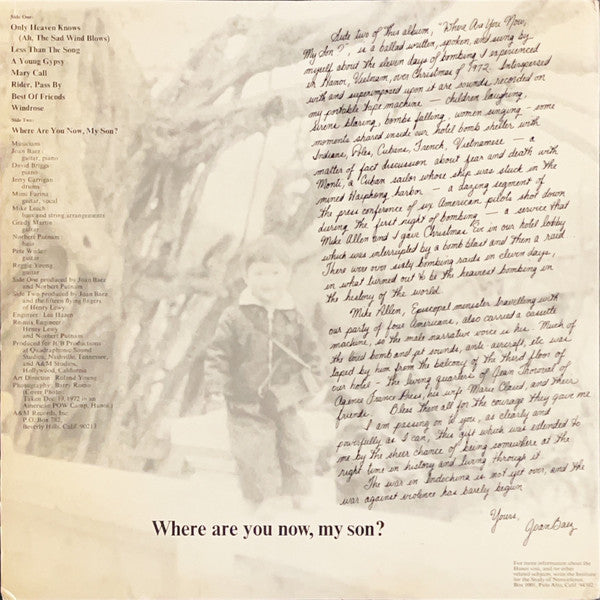 Joan Baez : Where Are You Now, My Son? (LP, Album, Ter)