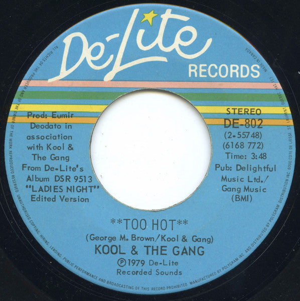 Kool & The Gang : Too Hot / Tonight's The Night (7", Single)