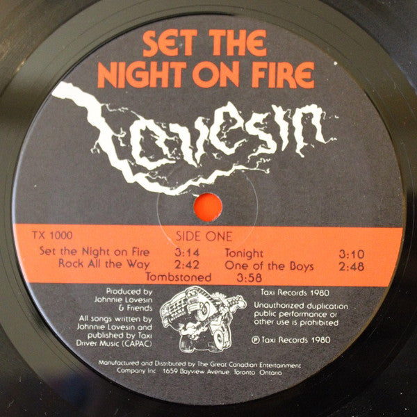 Johnny Lovesin : Set The Night On Fire (LP, Album)