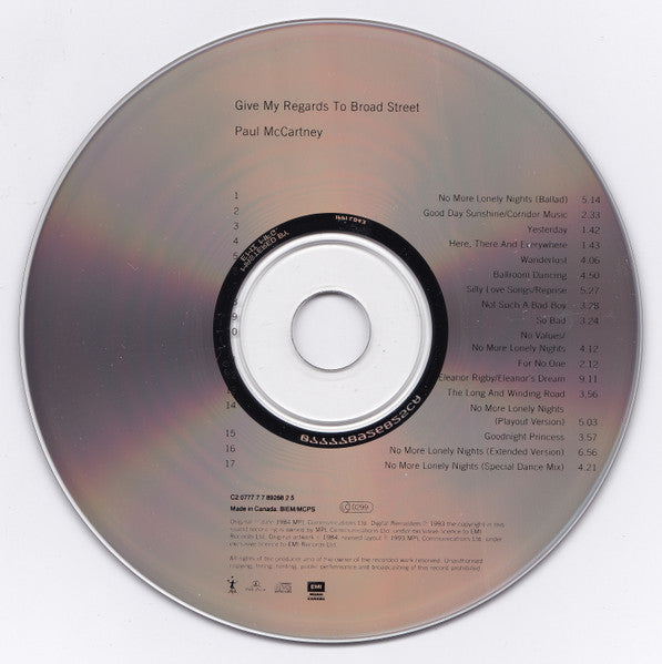 Paul McCartney : Give My Regards To Broad Street (CD, Album, RE, RM)