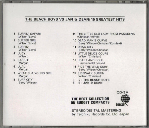 The Beach Boys Vs. Jan & Dean : The 15 Greatest Hits (CD, Comp)