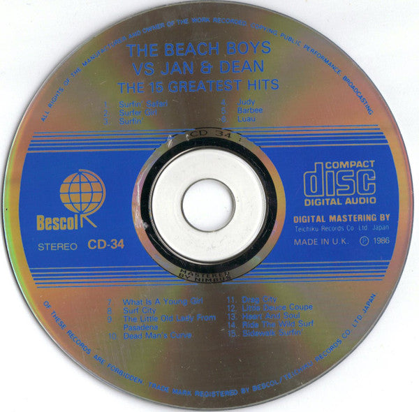 The Beach Boys Vs. Jan & Dean : The 15 Greatest Hits (CD, Comp)