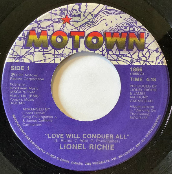 Lionel Richie : Love Will Conquer All / The Only One (7", Single)