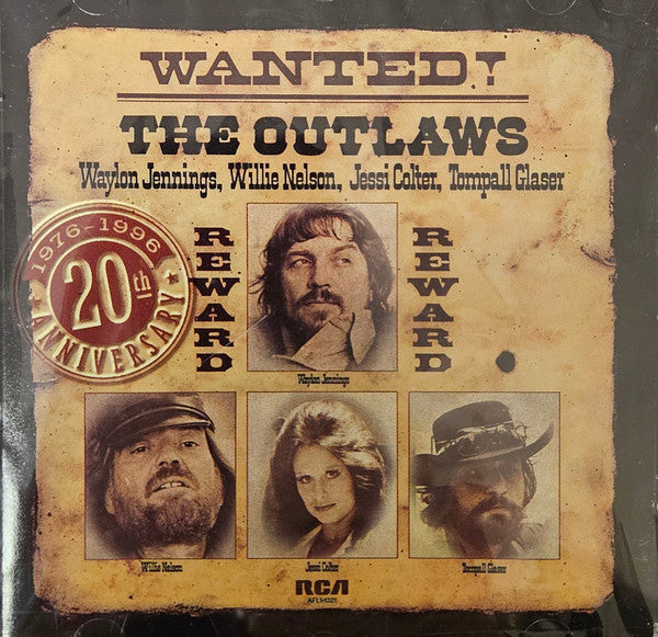 Waylon Jennings, Willie Nelson, Jessi Colter, Tompall Glaser : Wanted! The Outlaws (1976-1996 20th Anniversary) (CD, Comp, RE, RM)