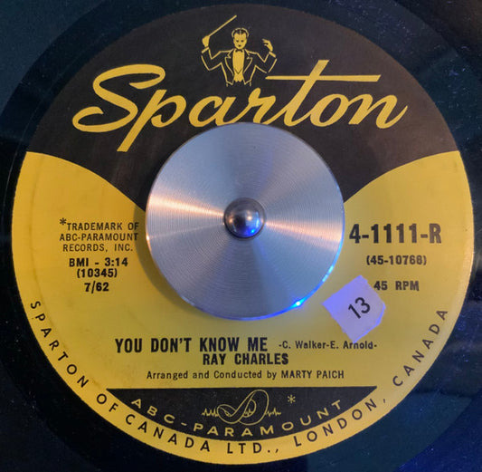 Ray Charles : You Don't Know Me (7", Single, Yel)