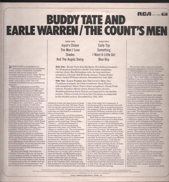 Buddy Tate and Earle Warren : The Count's Men (LP)